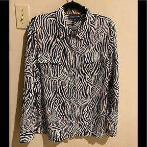 Jones New York Signature Button Down Zebra Shirt